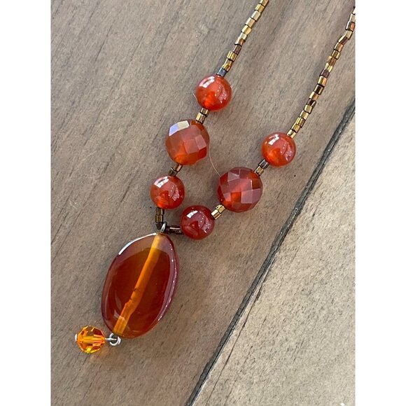 Cousin Claudine Orange Beaded Necklace Ideal For Enhancing Autumn Outfits - Picture 2 of 6
